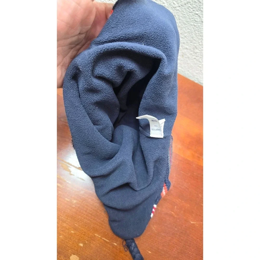 Gap Kids Winter Street Striped Knit Pom-Pom Hat Earflaps &‎ Fleece Lining S/M
